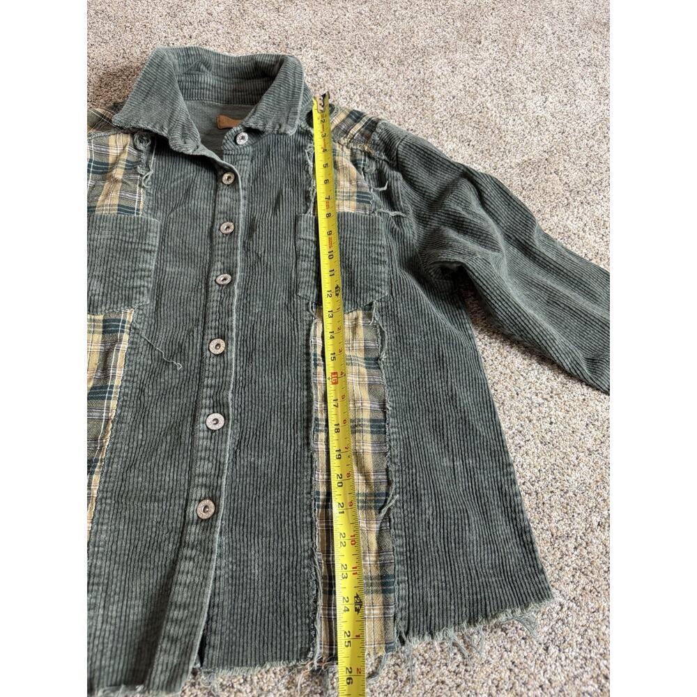 POL Corduroy Jacket Green Raw Hem Distressed Trucker Style Womens Size Medium - Picture 6 of 7